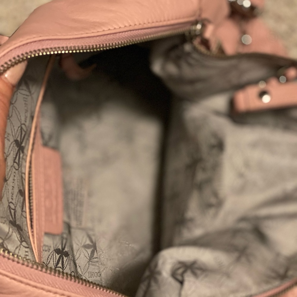 Bodhi leather pink studded handbag